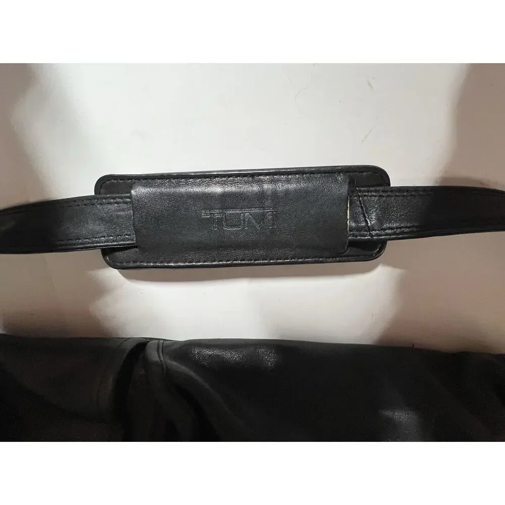 Tumi EUC Black Leather Alpha Expandable Organizer Computer Briefcase Bag Laptop